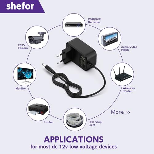12V 3A 36W Power Supply Cable Adapter Compatible With LED Monitor Camera | CCTV Security Camera, LED Strip Lights, LCD Monitor, Audio/Video, Router, Security Camera, UK plug, Wall Charger【5.5*2.1mm】