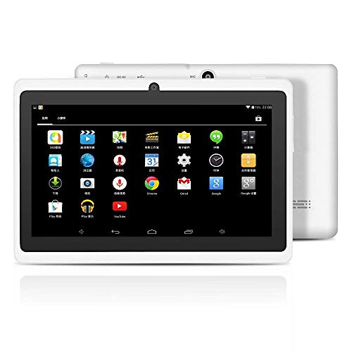 YUNTAB 7 inch Android Tablet – 1.5 Ghz Quad Core CPU, with WiFi, 1GB RAM, 8GB ROM, 1024×600 HD Touch Screen, Pre-Loaded Google Play Store & Games, Dual Camera(White)