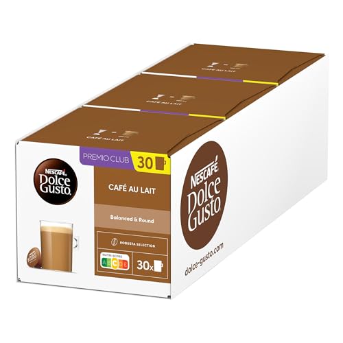 Café au Lait Kaffeekapseln, Medium Roast, 3er Vorratspack (3 x 30 Kapseln)