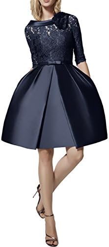 Vienna Bride 2017 Half Sleeves Prom Gown Mother of the Bride Dress with Lace-18W-Navy