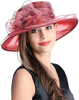 Dantiya Women's Colorful Organza Church Kentucky Derby Bridal Cap British Tea Party Wedding Hat