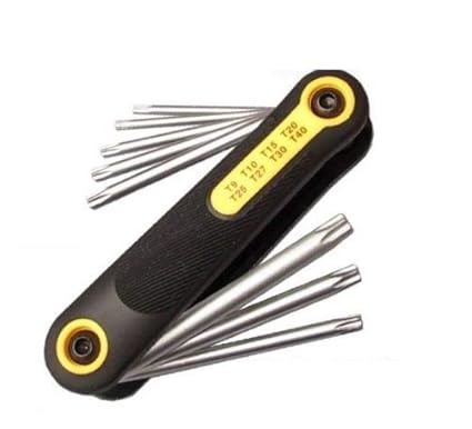 PagKis 8 in 1 Chrome Steel Portable Folding Torx Star Key Bit/Screwdriver Tool Kit T9 T10 T15 T20 T25 T27 T30 T40 (Multicolour)