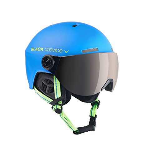 Black Crevice Unisex – Adult, Blue/Lime/Visor Silver, Ski Helmet Gstaad with Visor, S (51-53), 51-53 cm