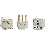Ceptics Grounded Universal Plug Adapter for UK (Type G) - 3 Pack