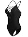 Ekouaer Womens One Piece Swimsuit Sexy Hollow Out V Neck Cross Back Monokini (66-Solid Black, S)