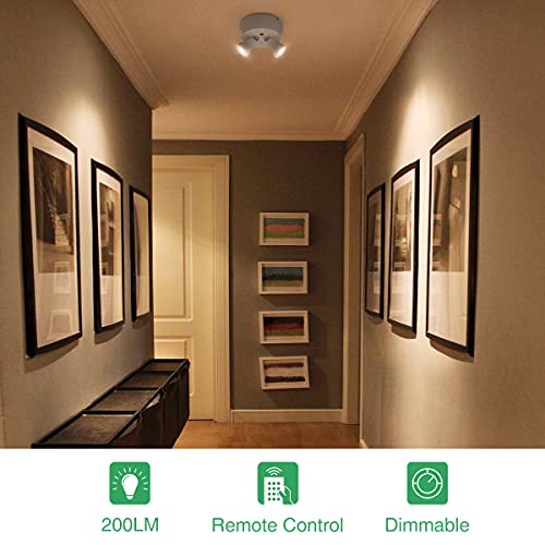 Olafus LED Wireless Spotlight 2 Pack, 400LM Accent Lights Battery