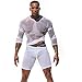 YiZYiF Men's Mesh Sheer T-shirt Top Transparent Long Sleeve Slim Fit Undershirt White Medium