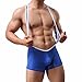 FEESHOW Men's Stretch Bodysuit Jockstrap Briefs Sports Underwear Wrestling Singlet (Blue, M)