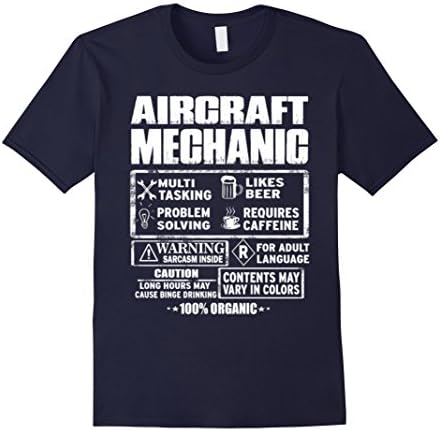 Men's Aircraft Mechanic T-Shirt Large Navy