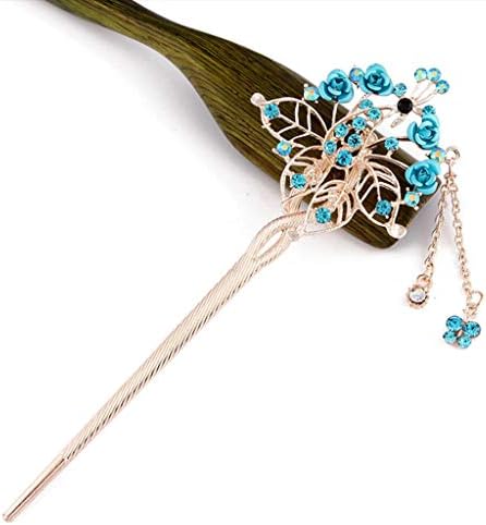 ShallweT Women Girls Hair Pin Peacock Hairpins Pendant Chinese Traditional Style Tassel Floral Headwear Antique Handmade Hair Stick Bobby Pins Wedding Hair Making Accessory