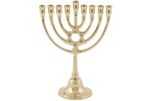 Yair Emanuel Classic Bronze Hanukkah Menorah with Star of David - 8.5"x7" - Judaica Gift
