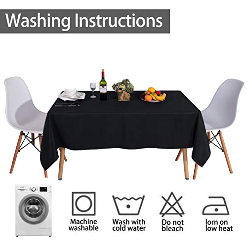 SARAFLORA Rectangle Table Cloth - Washable Water Resistance Microfiber Tablecloth Decorative Table Covers for Picnic Banquet Party Kitchen Dining Room, 100% Polyester, 150 GSM (60 x 84 inches, Black)