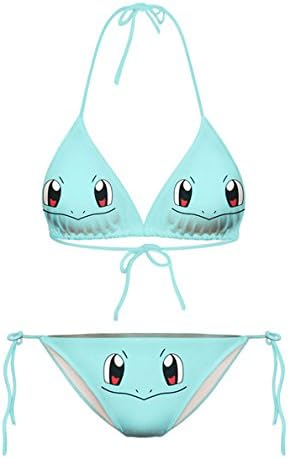 Amazon ポケモンビキニ ゼニガメ 水着 レディース 2点セット セクシー 紐 ビキニ セパレーツ 通販