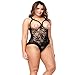 Deksias Women Bodysuit Teddy Sexy Lingerie Plus Size (XXXL, Black)