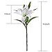 Artificial flowers, Meiwo 5pcs Artificial Lillies with 3 Buds, Full Bloom Artificial Latex Real Touch Flowers for Home Decor, Wedding, Parties, Offices, Restaurants(White)