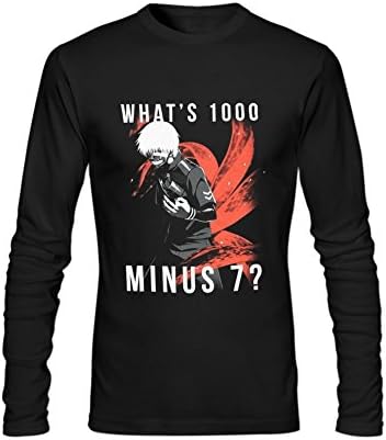 Anydover Tokyo Ghoul 1000 Minus 7 Mens 100% Cotton Crew Neck Long Sleeve T-Shirt L Black
