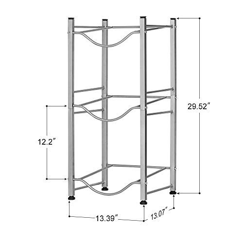 3-Tier Water Bottle Holder Cooler Jug Rack, 5 Gallon Water Bottle Storage Rack Detachable Heavy Duty Chrome Water Bottle Cabby Rack Caddy Carrier with Holder