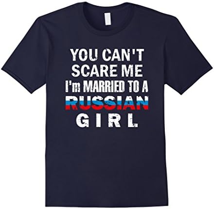 Men's You Can't Scare Me I'm Married to a Russian Girl Shirt Funny Large Navy