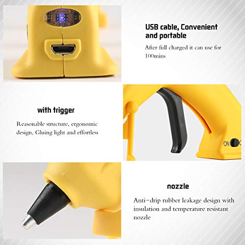 Hot Glue Gun Cordless with 20pcs Glue Sticks（7mm X 150mm）,Recharge Portable USB Mini Glue Gun Kit for DIY,Craft, Arts & Home and Quick Repairs - Thumbnail 3
