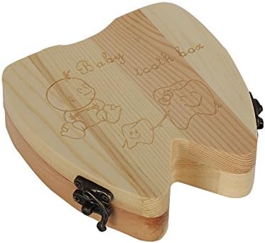 Infinal Cute Personality Baby Teeth Box Save Wooden Boxes Deciduous Souvenir Box (Tooth shape)