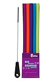 Bubba Big Straws 5 Pack, Assorted Bold Colors, with Brushtech Big Straw Cleaning Brush Set