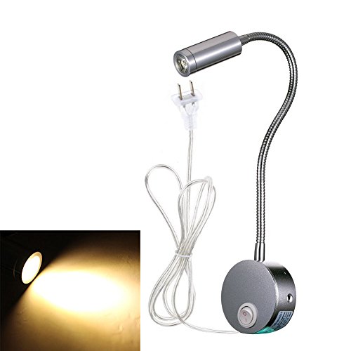 Flexible Gooseneck Wall Mount Reading Lamp Light Led Wall Sconce Lamp Lighting for Bedroom Bedside Reading 3 Watts (Warm White Lighting)