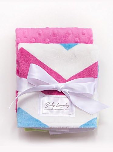 Baby Laundry Patterned Burping Cloth for Boys Girls, Set of 2 - Hot Pink Chevron/Fuchsia Bump Burpie (13"x17")