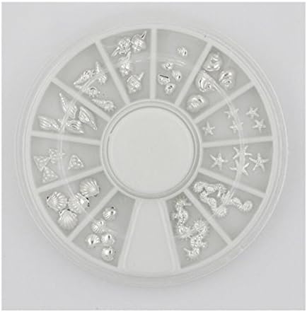 48pcs/box 3D Nail Decoration Mixed Seashell Starfish Sea Snail Studs Nail Art Decoration Silver