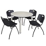 Kee 48" Round Breakroom Table- Maple/ Chrome & 4