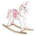 Qaba Kids Metal Plush Ride-On Unicorn Rocking Horse Chair Toy with Realistic Sounds