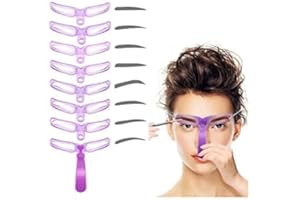 Cauaoa Eyebrow Stencils, DIY Eyebrow Template, 8 Styles Reusable Eyebrow Stencil with Handle and Strap, Washable, Eyebrow Col