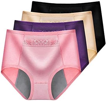 KINLOU Women's Menstrual Period Panties - Soft Postpartum Knickers Leakproof Protective Cotton Briefs with Hidden Pocket Place for Warmer Pad