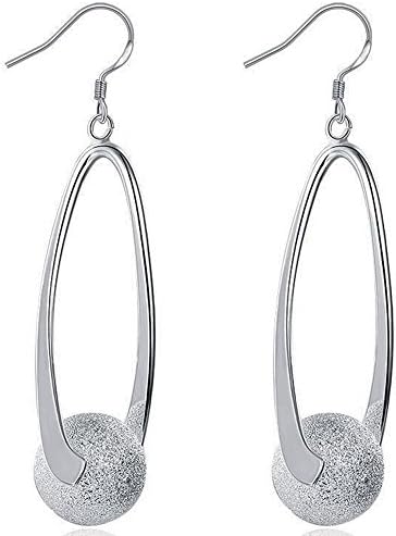 "Love Encounter" French Wire Design Oval Dangle Earrings with Round Ball for Womens