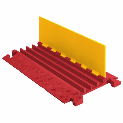 Linebacker CP4X125-Y/O Polyurethane Extra Heavy Duty 4 Channel Cable Protector with T-Shaped Connectors, Yellow Lid with Orange Ramp, 36