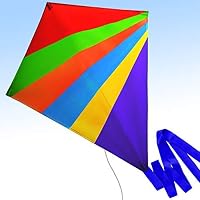 Cool Kite for Kids and Adults Easy to Fly Outdoor Summer Activities Beach Fun Flying Kites Games Toys Giant Rainbow Eagle Dual Toddler Boys the Delta Fishing Line a Large Prism Wind Pole String Stunt
