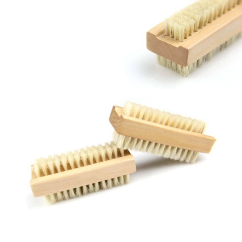 3 Pcs Handle Nail Brushe Double-Sided Pedicure & Manicure Brush Bristle Nail Brush Tool Used for Toes Nails Fingertips Hands Home & Salon Use