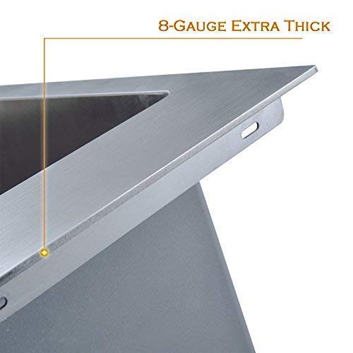 MOWA HTS2522 25" x 22" Topmount Laundry Utility Sink 16 Gauge Stainless Steel (9 Gauge Extra Thick Deck), Drop In Single Bowl Kitchen Sink w/Sink Grid, Basket Strainer and Bonus Soap Dispenser