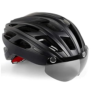 Fietshelm met veiligheidslicht en vizier, KINGLEAD CE-gecertificeerd Unisex Beschermde fietshelm voor fietsen Buiten…