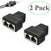 2 Pack RJ45 Splitter Connectors, 1 to 2 Ways Ethernet cables interface RJ-45 Socket Adapter 8P8C HUB Network LAN Internet PC laptop router cable Coupler contact Modular plug For Cat5 Cat5e Cat6 Cat7