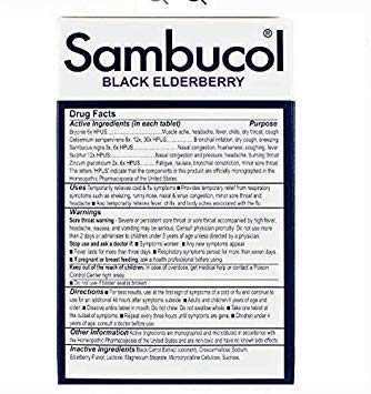 Sambucol Black Elderberry Cold & Flu Relief Tablets, Homeopathic Remedy for Temporary Relief of Cold and Flu-Like Symptoms