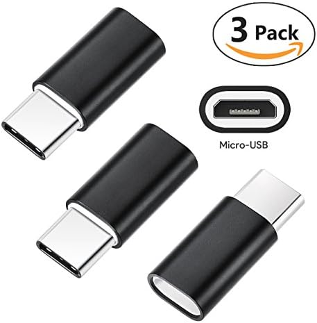 USB Type C Adapter, USB C to Micro USB Convert Connector with Keychain for Samsung Galaxy Note 8 S8 New Macbook Pixel XL Nexus 5X 6P LG G5 G6 V20 Nintendo Switch and More(Black 3 Pack)