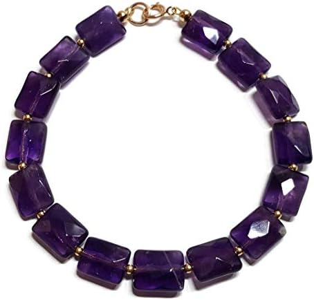 Love Gemstone Jewellery 9ct Gold Faceted Amethyst Cushion Bracelet