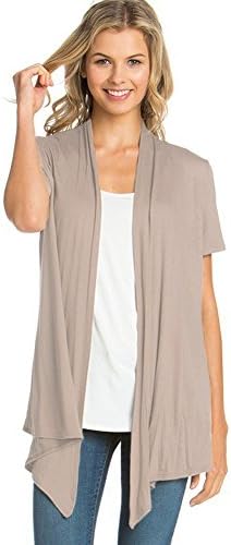 Basic Solid Short Sleeve Open Front Cardigan (S-3X) - Made in USA