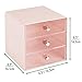 mDesign Plastic 3-Drawer Stackable Nursery Storage Organizer for Baby/Kids Bedroom, Changing Table, Playroom, Modern Organization for Diaper Creams and Small Toys, Lumiere Collection, Light Pink/Clear