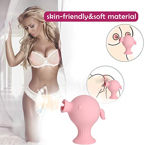 Clit Sucking Vibrator for Clitoris Nipple Stimulation，Clitoral Sucking &Licking Tongue Vibration with 7 speeds Suction，Waterproof USB Rechargeable Vagina Suction Adult Sex Toy for Women