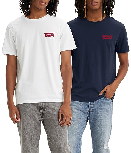2-Pack Crewneck Graphic Tee, T-shirt Uomo, Multicolore ( Chesthit White / Dress Blues ), XL