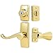 Ideal Security GL Door Lever Set with Keyed Deadbolt Lock for Storm and Screen Doors, Bright Brass (4-Piece Set)
