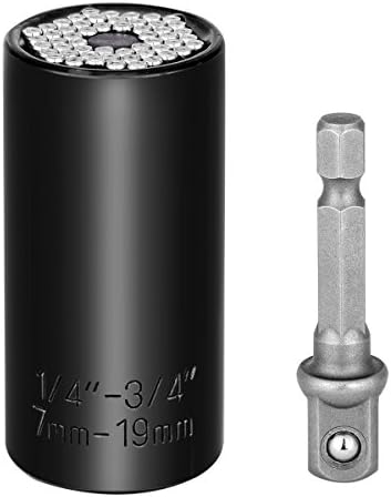 Professional Universal Sockets Wrench Adapter- Gator Socket Set, Magic Spanner, Power Drill Adapter Tool, Hand Tool, Multi Function Repair Tools(7-19mm 2 SET Black )