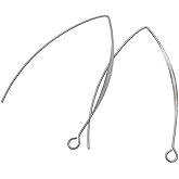 50pcs Adabele 316 Grade Surgical Stainless Steel Hypoallergenic Flat Marquise Earring Hooks 45mm Long V Shape Ear Wire (Wire 0.7mm/21 Gauge) for Earrings Making SEF249