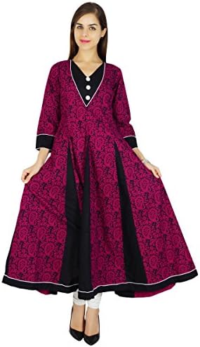 Amoghah Women Cotton Kurti Indian Anarkali Paisley Pattern Kurta Flaired Gift